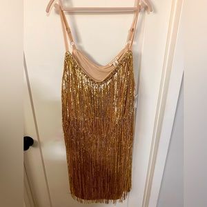 Torrid Gold Fringe Dress- NWT